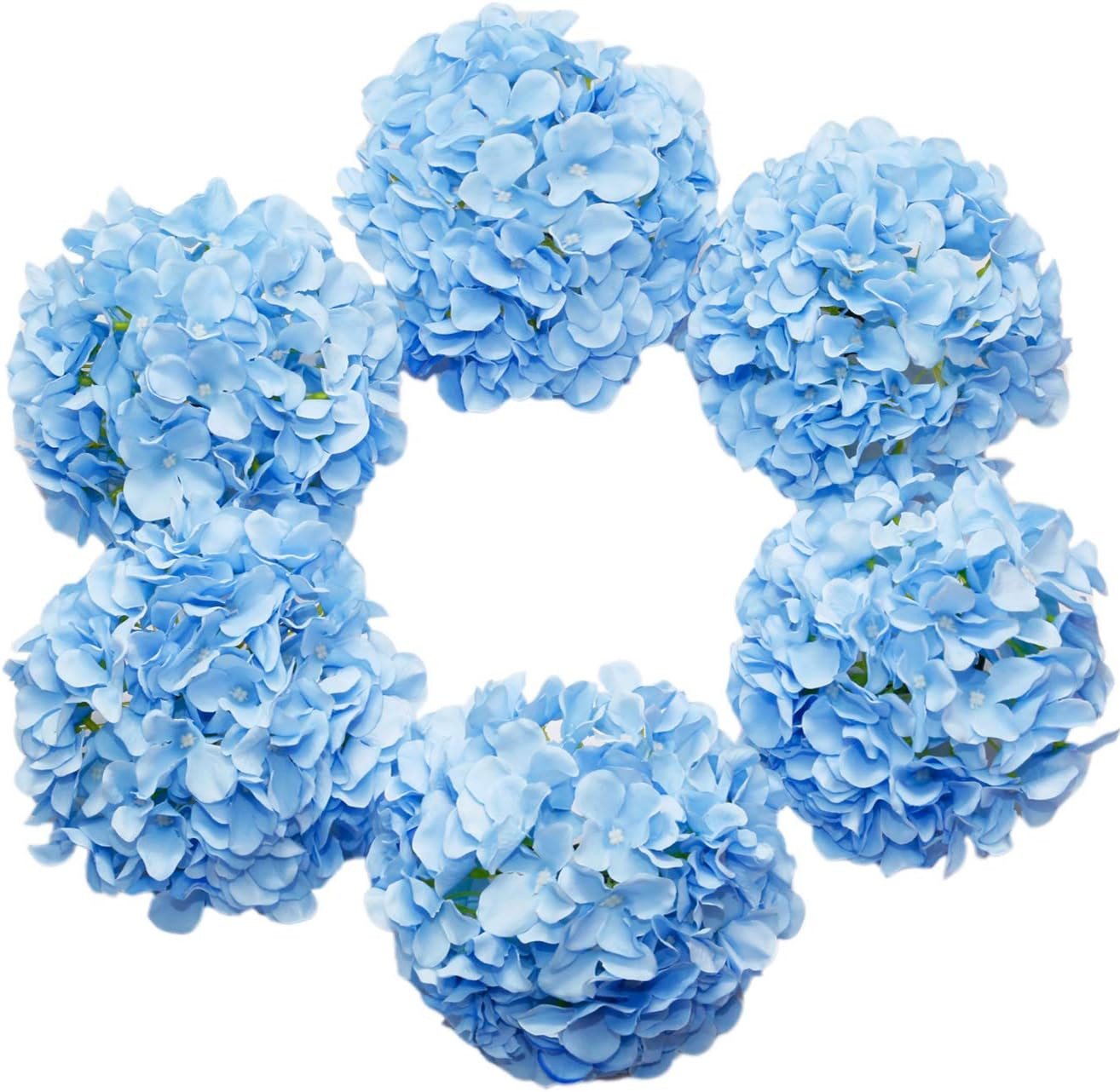 Artificial Hydrangea Silk Flower Heads with Stem Fake Blue Hydrangea Bigger Flow