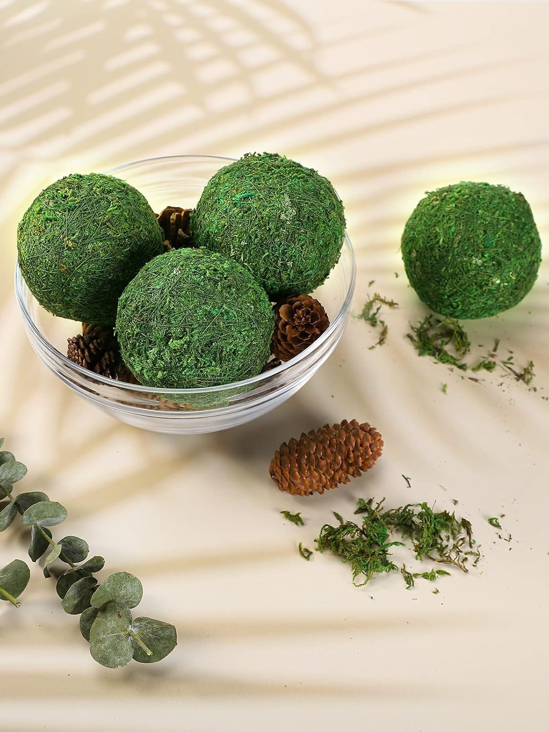 6Pack Decorative Faux Dried Moss Balls- 3″ Artificial Green Plant Mossy Globes H