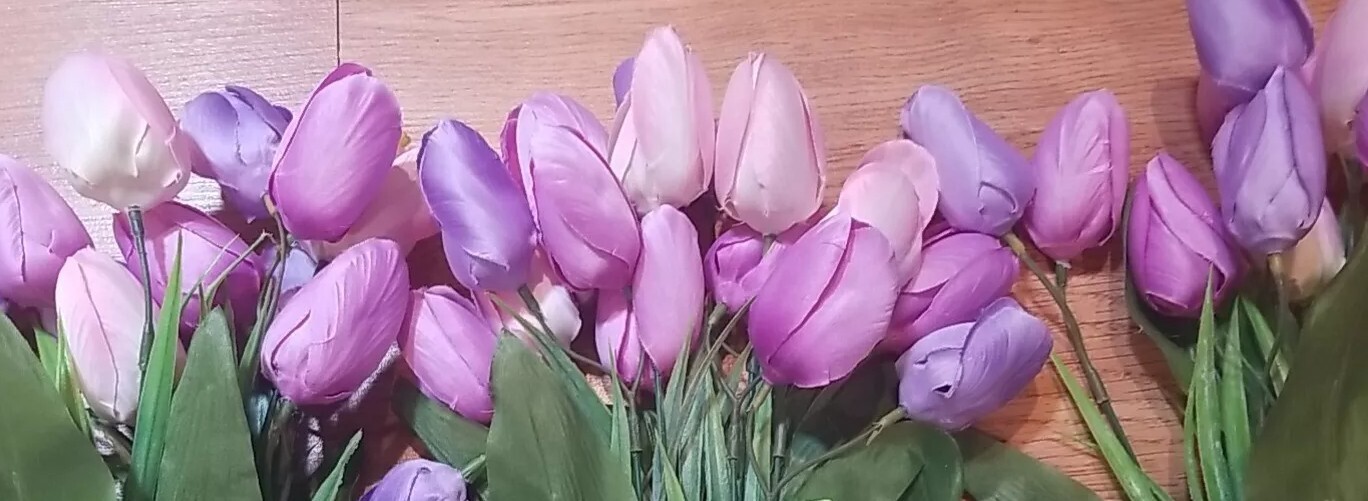 Mainstays 10 – 16 Bulb Artificial Tulip Flower Bushes In Pinks And Purples NEW