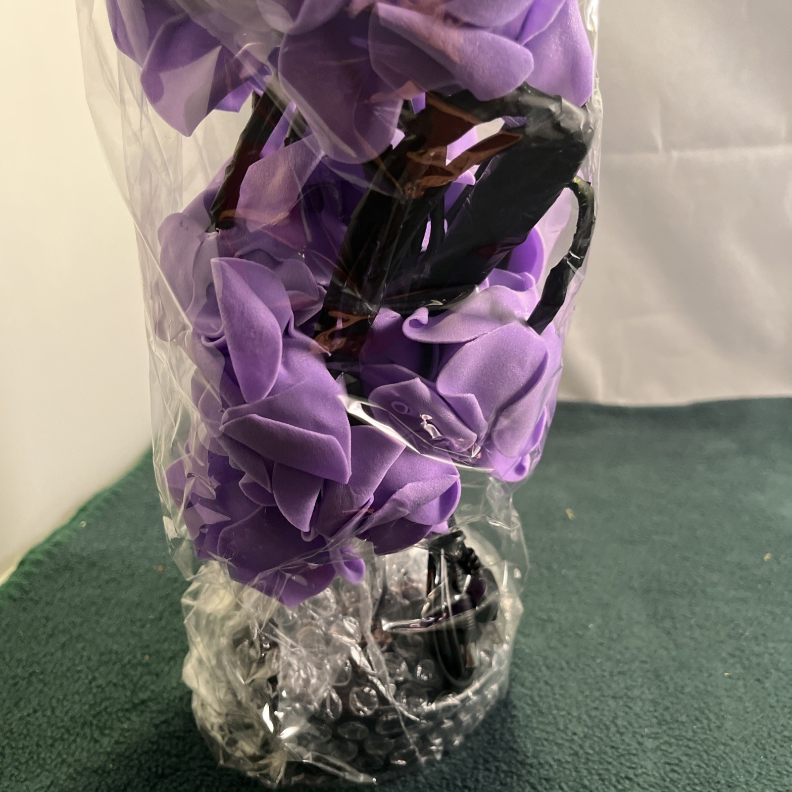 New LED Purple Rose Flower Table Lamp USB Fairy Light Tree 11″ not spread out