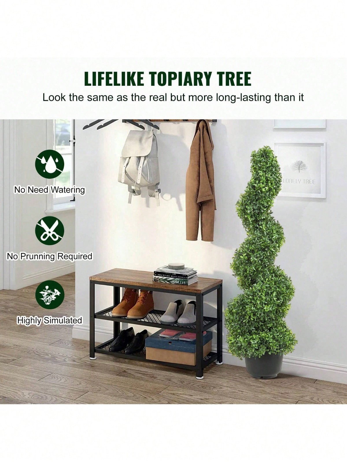2 Pack Artificial Spiral Topiary Trees 3FT/4FT Indoor Outdoor