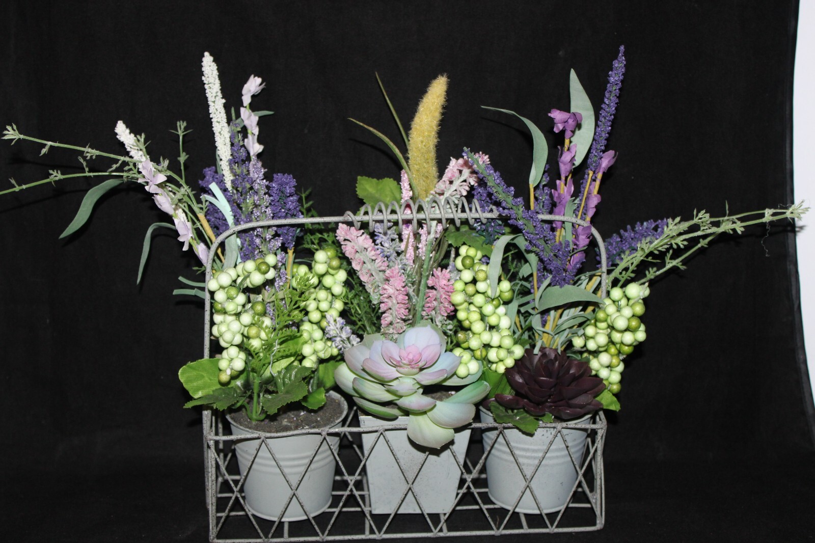 Mixed Artificial Succulent Arrangement in Metal Planter