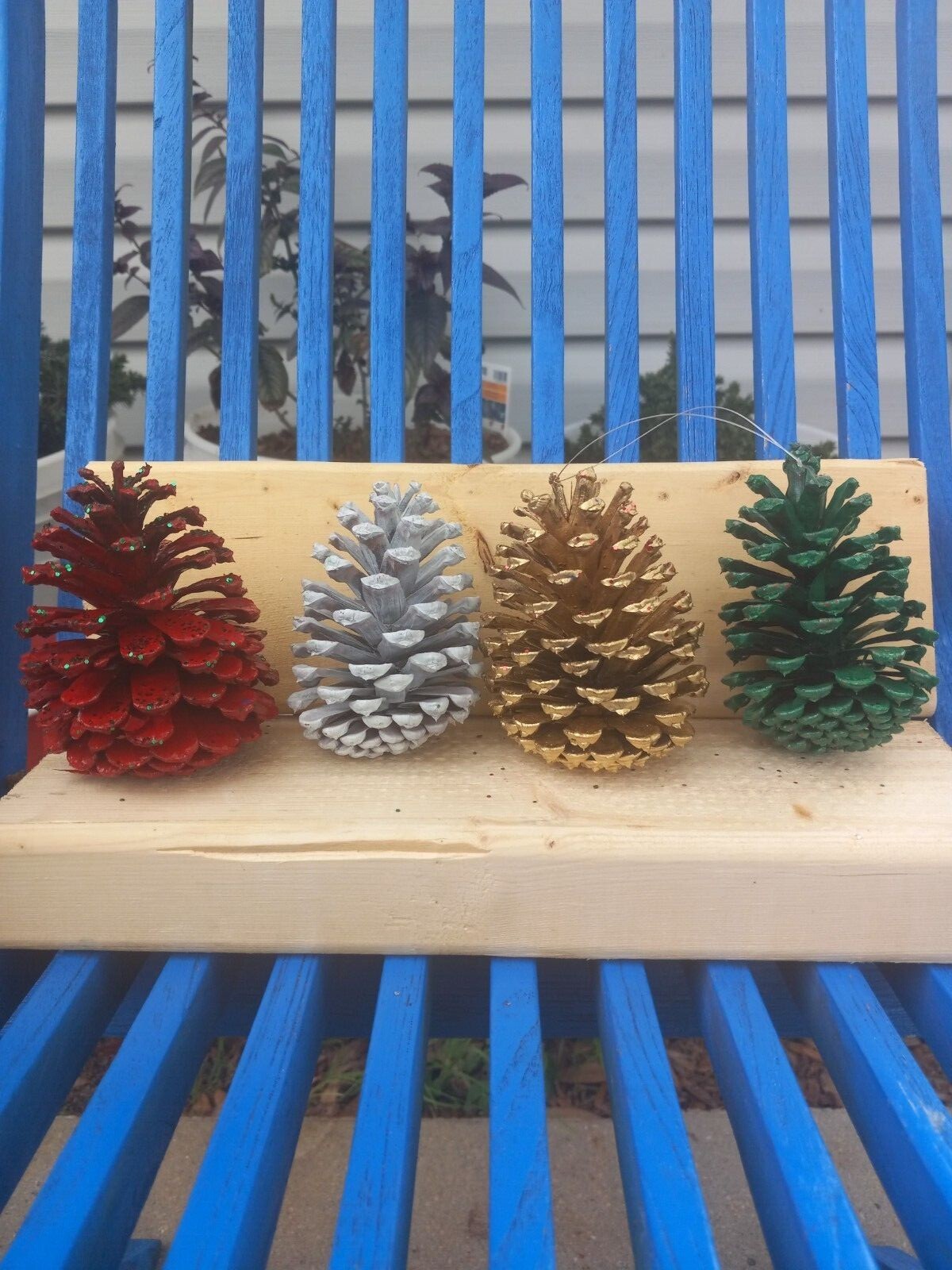 Hand painted pinecones,  various colors.  Set of 6 or 12. Fun holiday decor.