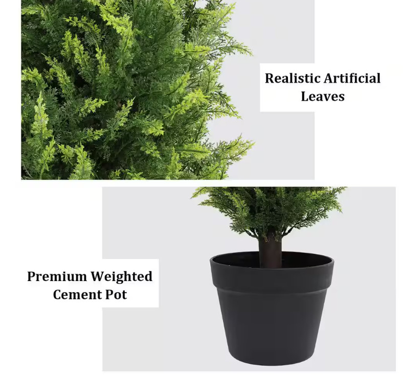 2-Pack NEW 4 ft Artificial Cedar Topiary Trees Indoor Outdoor Front Porch Decor