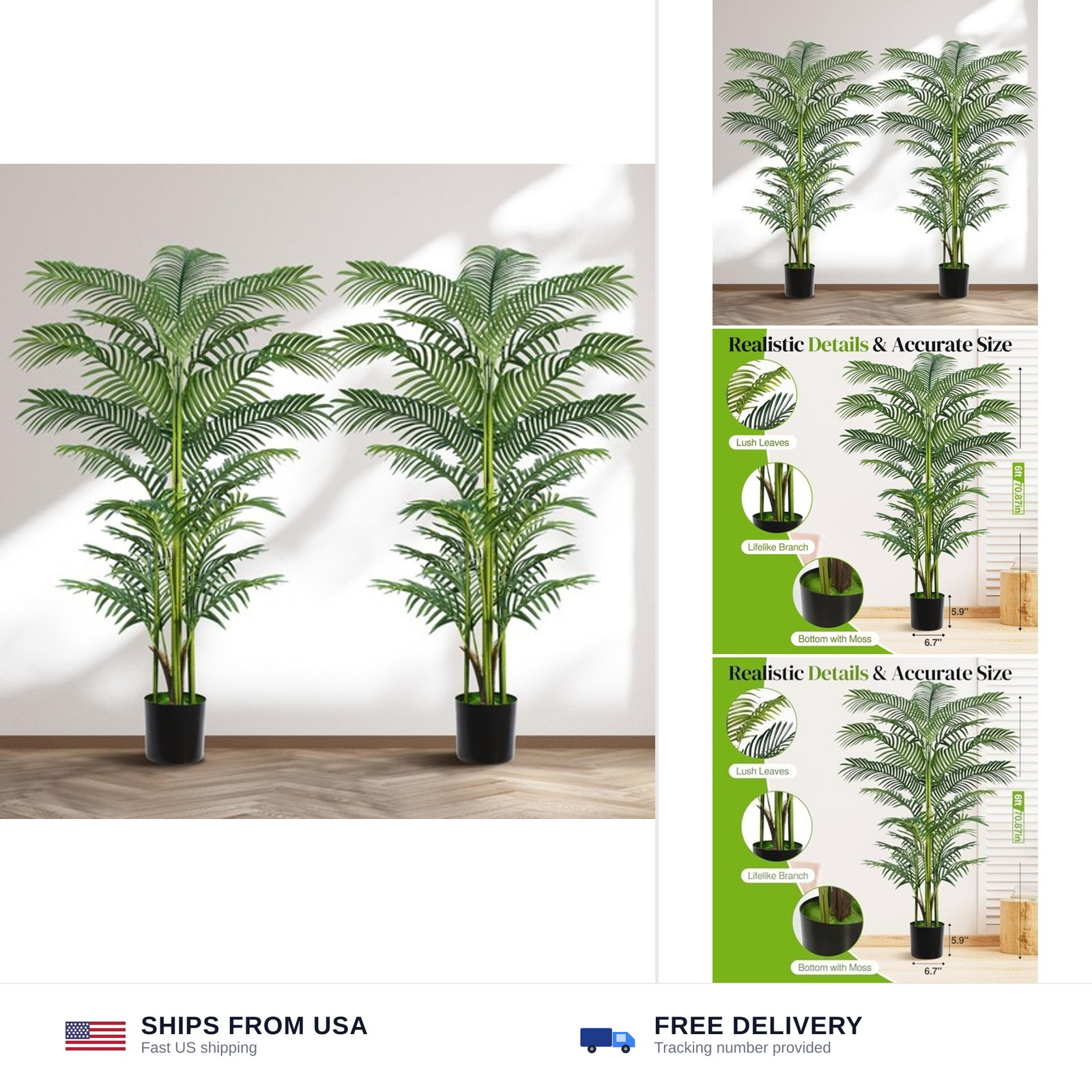 Artificial Palm Tree 6FT, Suntee Faux Plants Indoor and Outdoor 2 Pack, Tall …