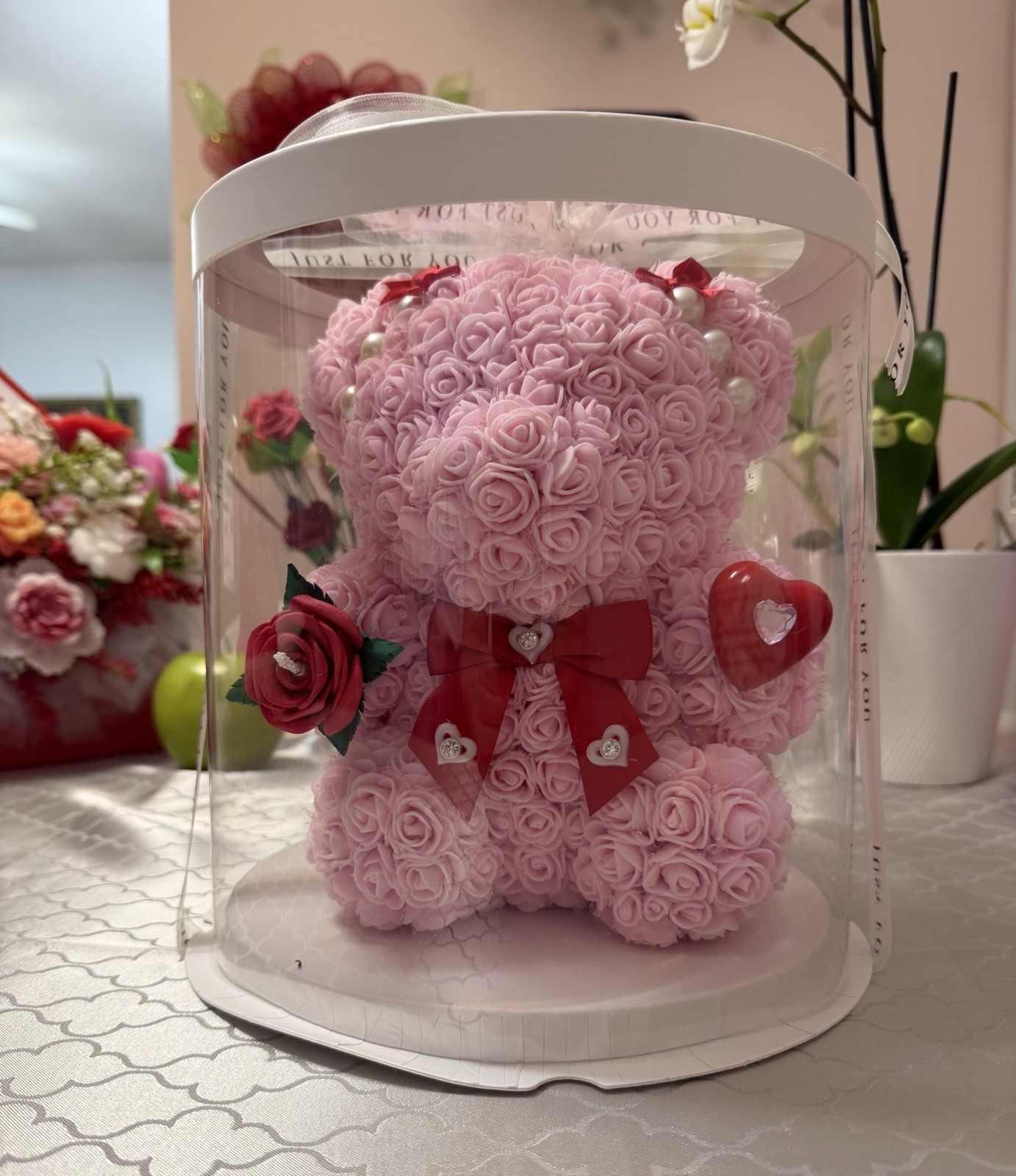 Adorable Pink Marshmallow Teddy Bear 9″-Unique Handmade Gift for Mother’s Day