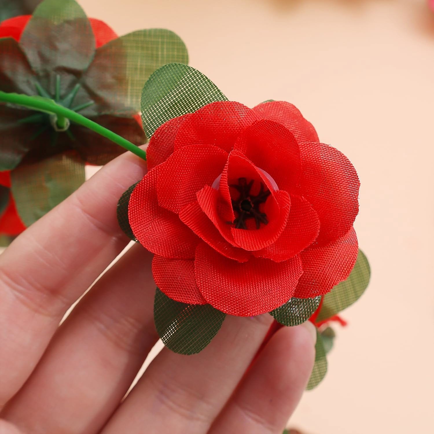 9Pcs 73.8FT Artificial Fake Rose Vine Garland Hanging Plants Home Wedding Decor
