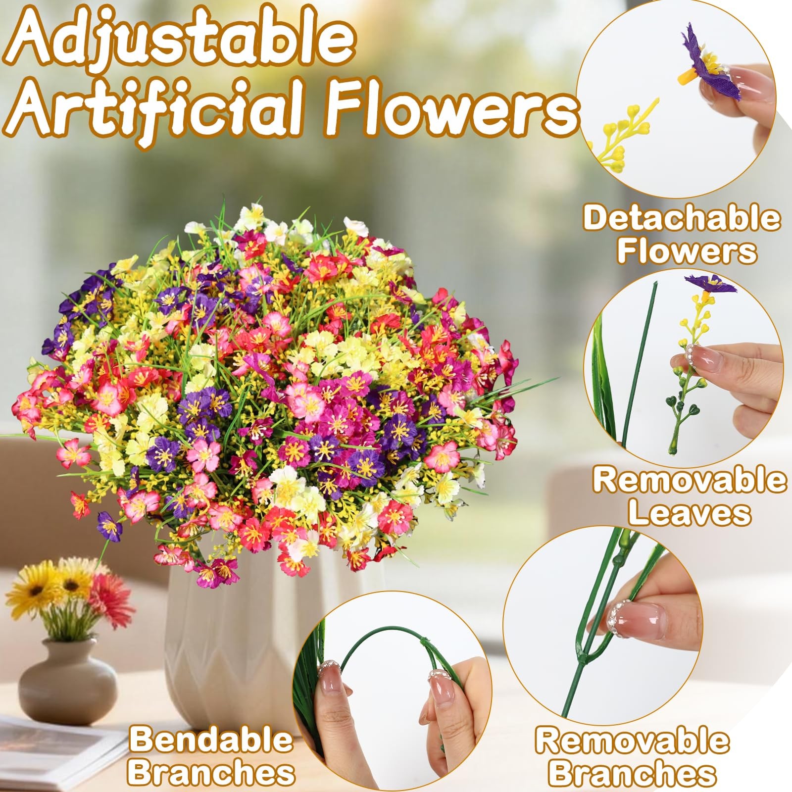 Artificial Flowers for Outdoors,12 PCS Silk Flowers UV Resistant Fake Flowers…
