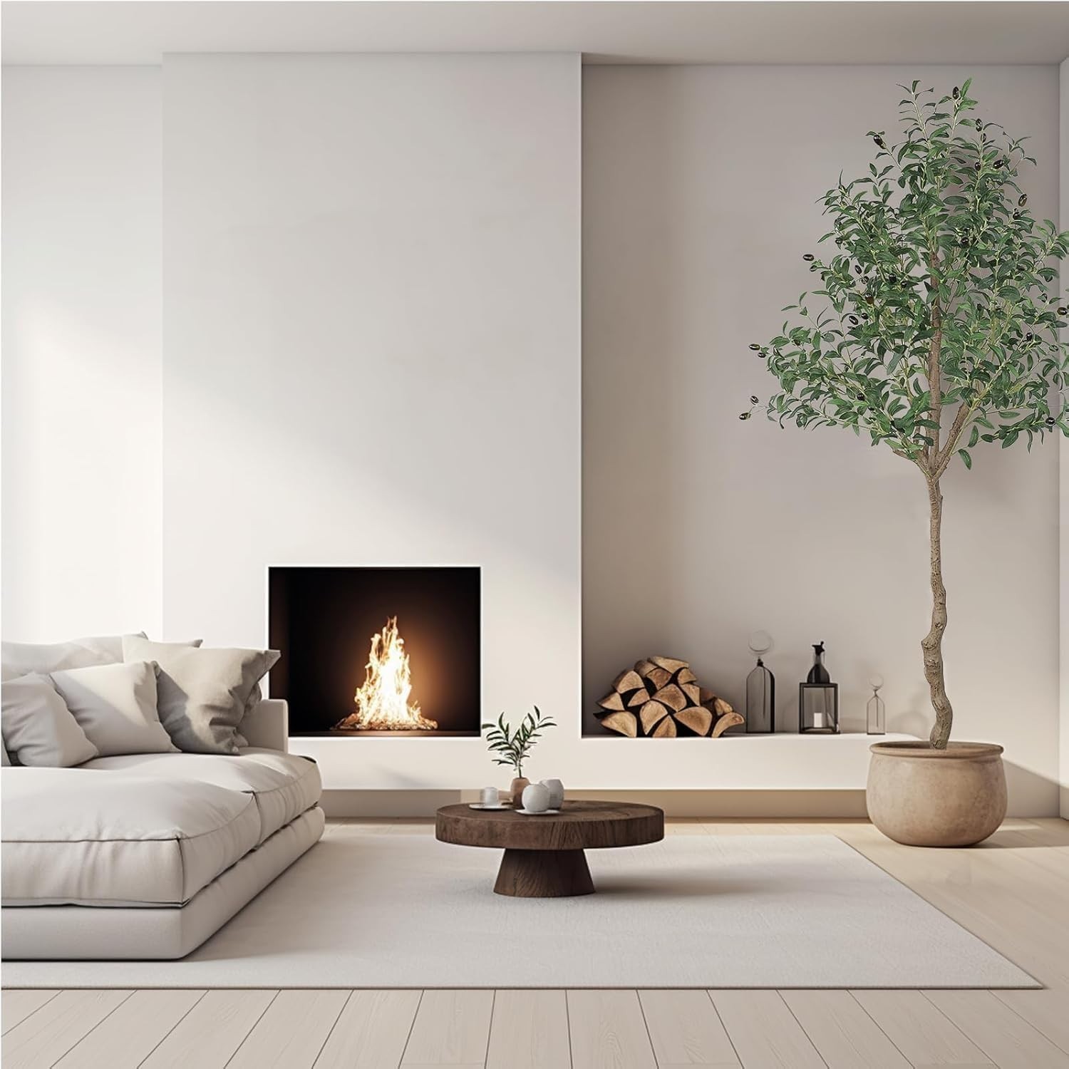 Artificial Olive Tree 6FT Tall Fake Plant with Planter 72in Realistic Trunk