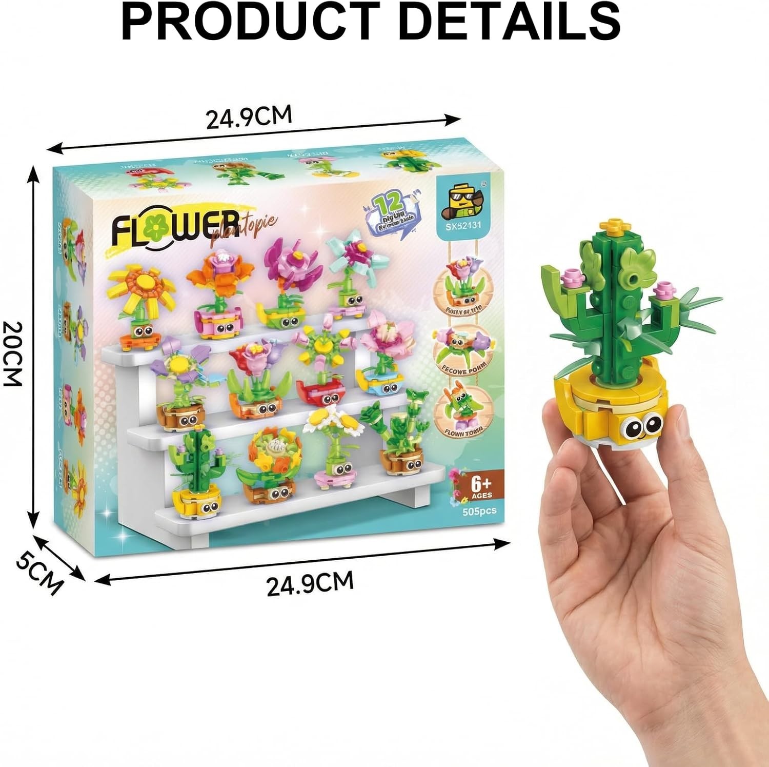 NEW!FULL SET Flower Bouquet 7 Stems Building Kit Botanical Collection 590 pieces
