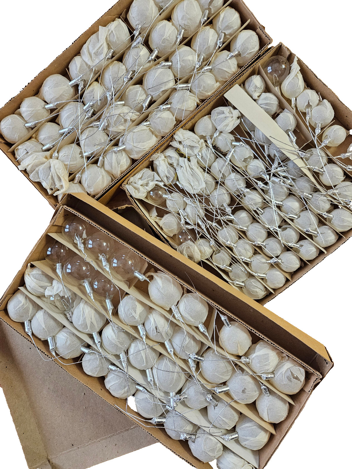Lot of 135 Clear Glass Bulbs Globes w/Stems Home Decor Ornaments Craft Floral