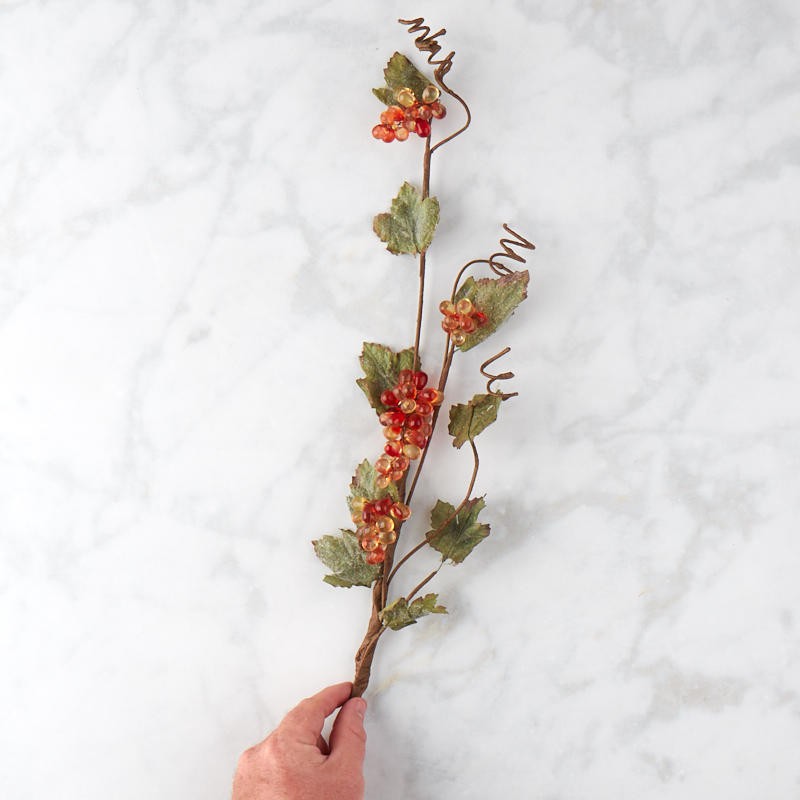 Group of 2 Orange Artificial Grape Cluster 32″ Floral Stems