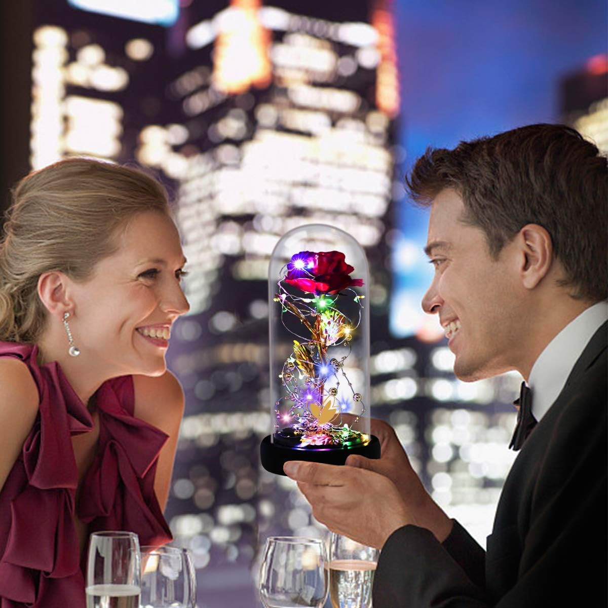 Mother’s Day 🌹 In Glass Dome Gift – Forever Flower Led Light, Romantic Present”