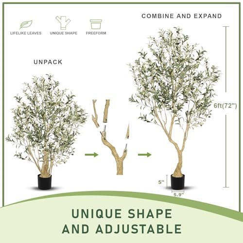 Olive Tree – Olive Trees Artificial Indoor with Large Olive Branches and 6ft