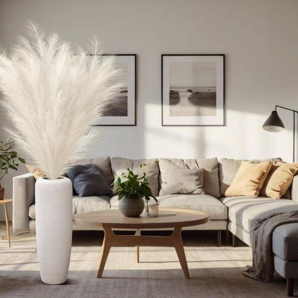 71 In. Beige 5 Pcs Large Artificial Faux Pampas Grass Decor Tall Faux Pampas Gra