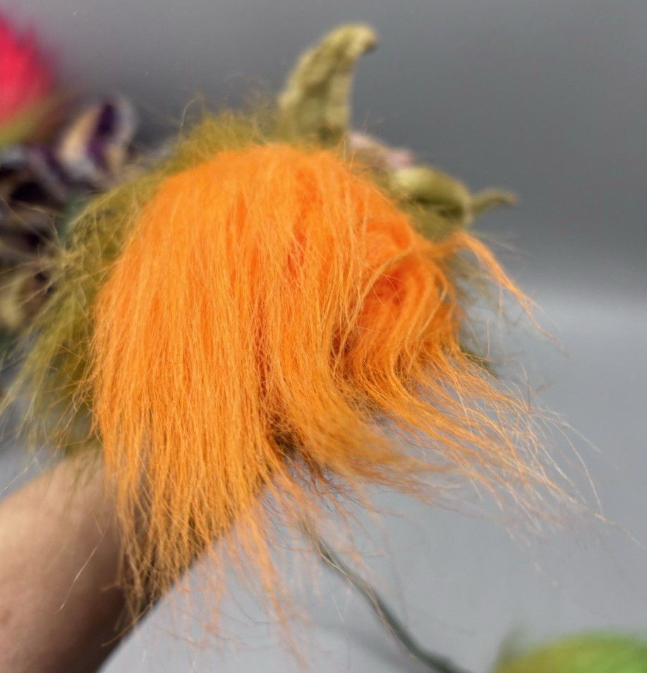 Vintage Handmade Flower Bouquet Beads Pipe Cleaner Troll Hair Whimsical Fantasy