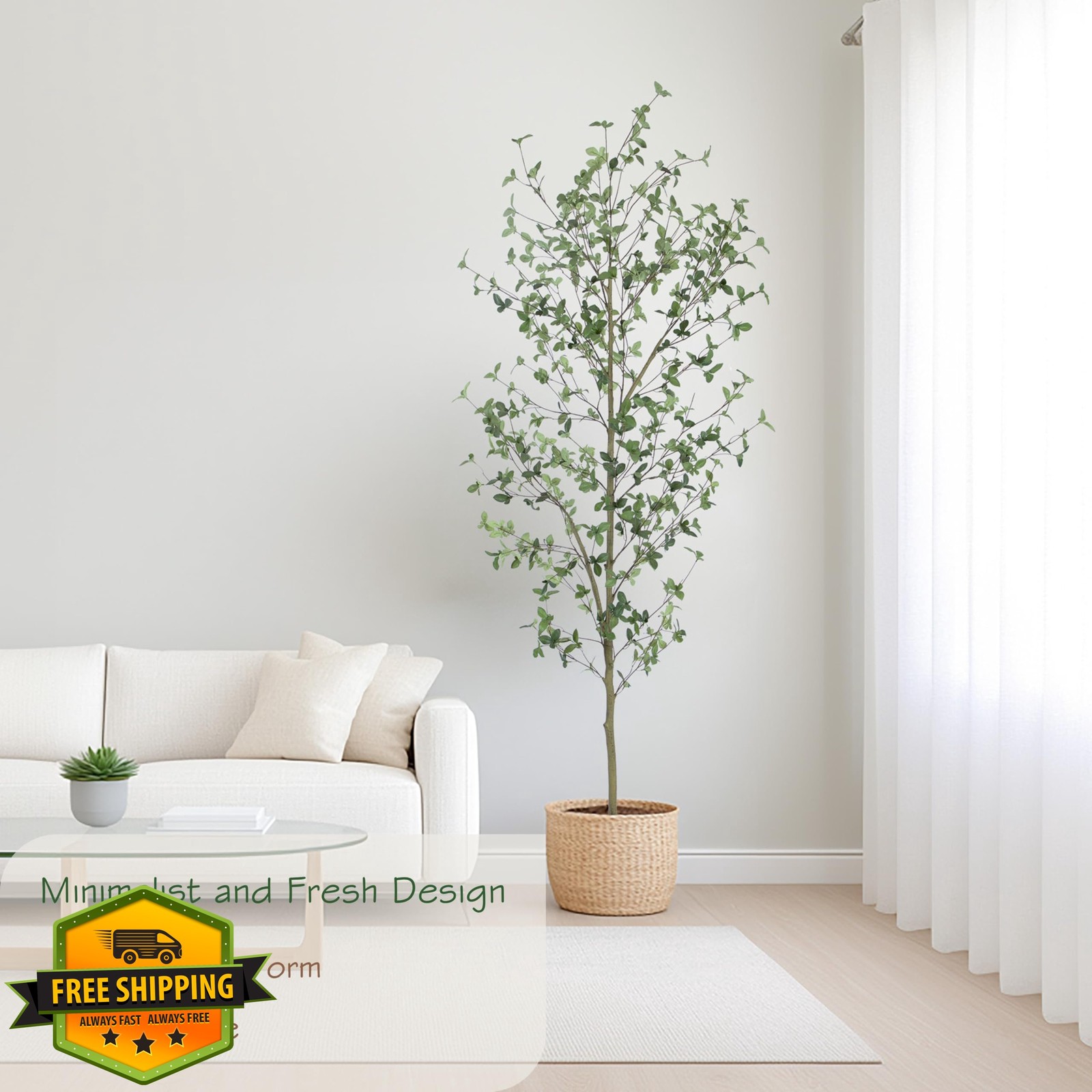 Bellacat 7ft Artificial Quince Leaf Tree Faux Lifelike Branches