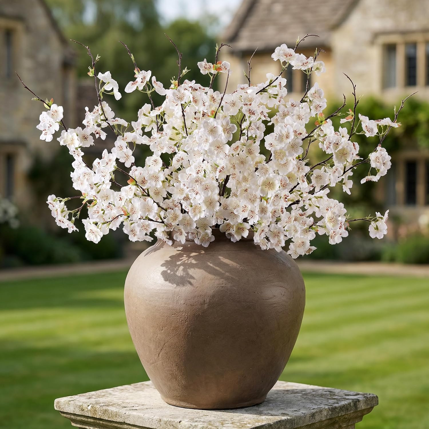 Silk Cherry Blossom Branches 27.6″ – 12Pcs White for Home & Wedding Decor