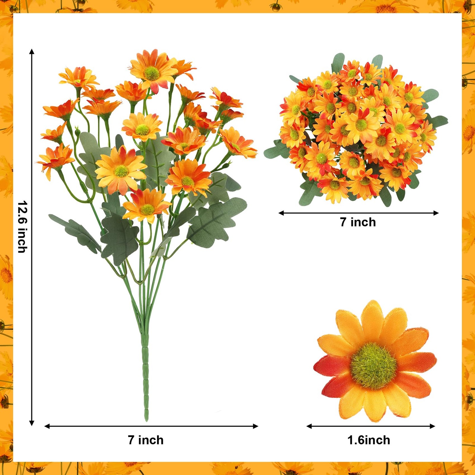 12 Bundles Artificial Fall Flowers for Decoration, Fake Mums Silk Daisy Flowe…