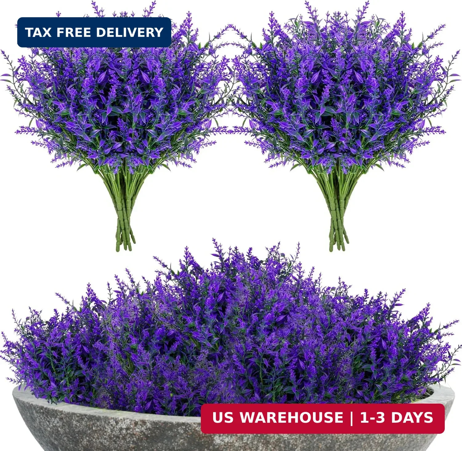 Artificial Lavender Flowers – 7 Pcs Artificial Flowers for Outdoors Faux Lavende