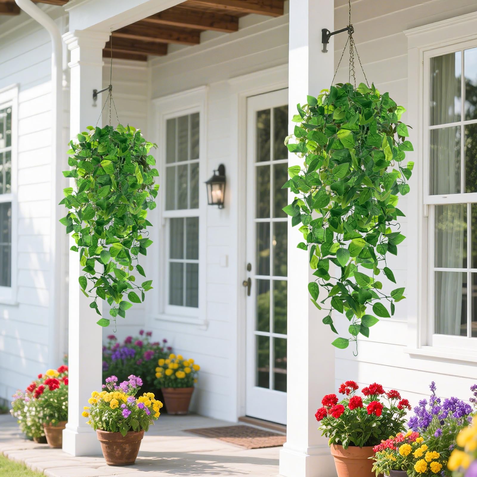 2 PCS Fake Vines, Fake Pothos Hanging Plants Ivy Vines, Artificial