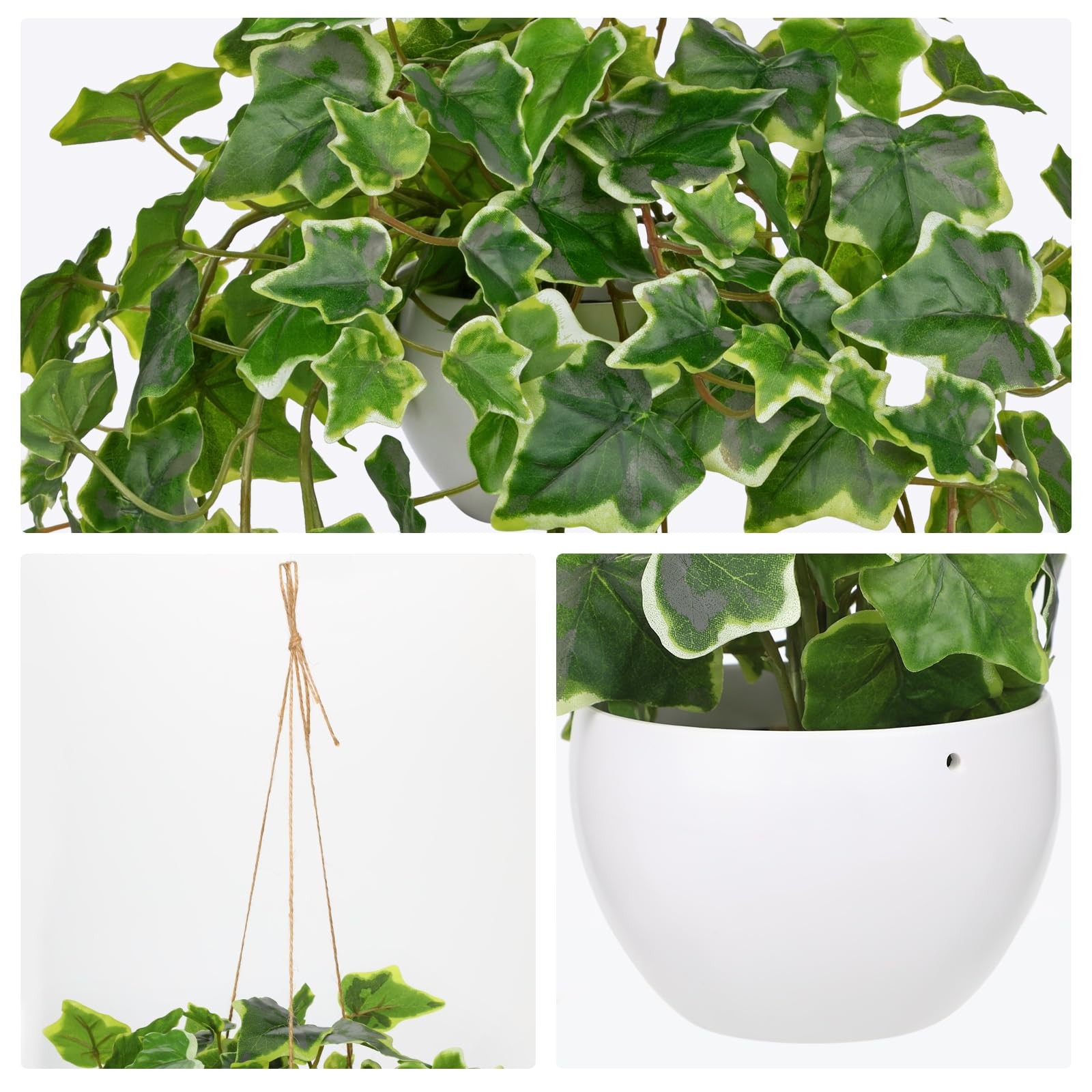 Fake Hanging Plants with Pots Artificial Potted Ivy Vine Greenery Wall Decor