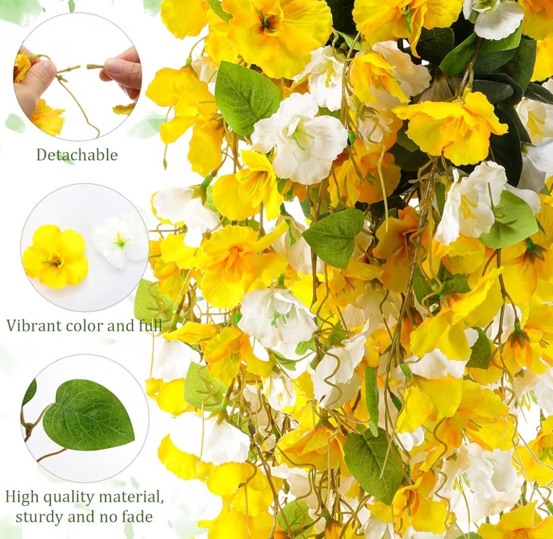 4 Pcs Artificial Hibiscus Flowers for Outdoors Spring Summer Decor Fake Hanging