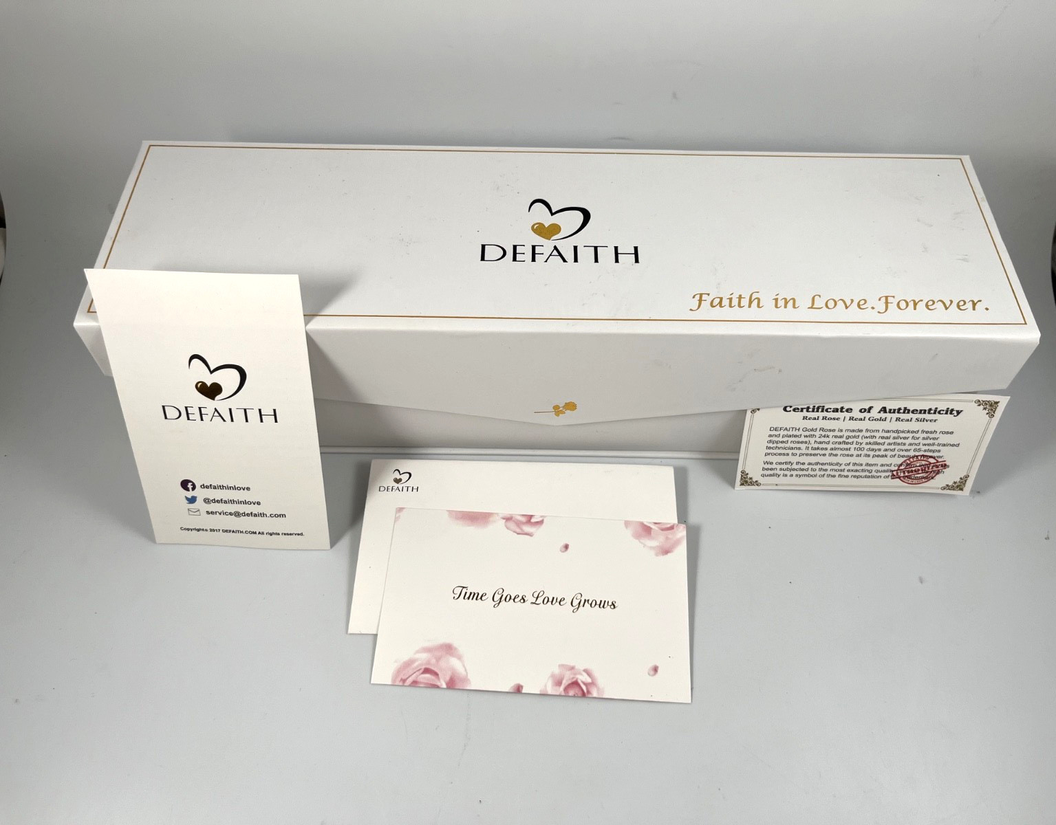 NIB DEFAITH 24K GOLD DIPPED RED WINE ROSE ANNIVERSARY GIFT w/BOX