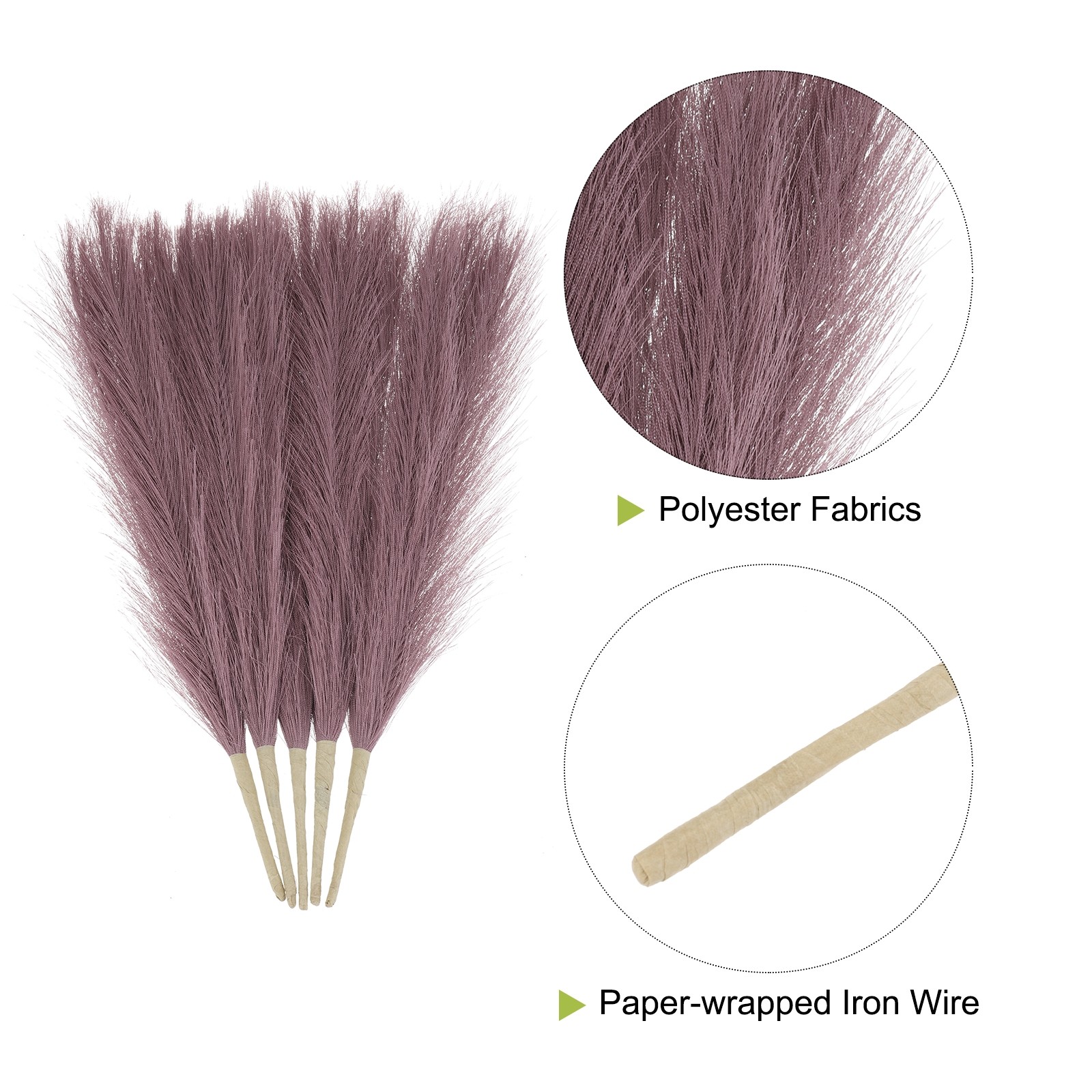 5pcs Dried Faux Pampas Grass 17″ Artificial Pampas Grass Decor Light Purple