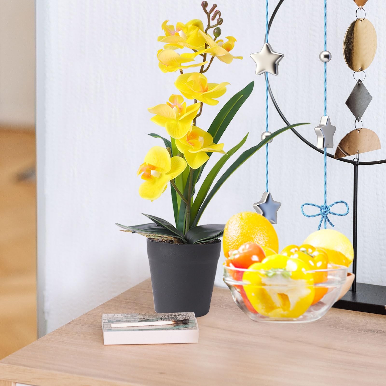Real Touch Artificial Orchids Flower in Pot, Yellow Faux Orchids Flowers with…