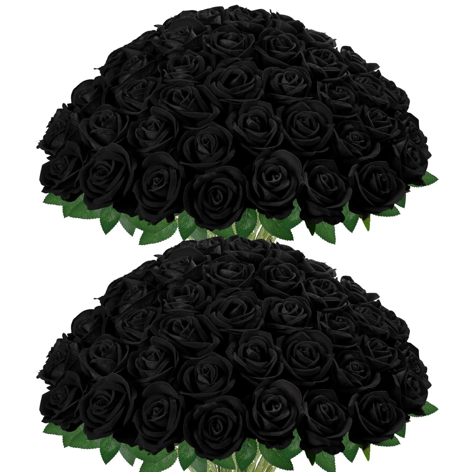 50 Pcs Black Roses Artificial Flowers, Fake Velvet Silk Rose Bulk Faux Flower…