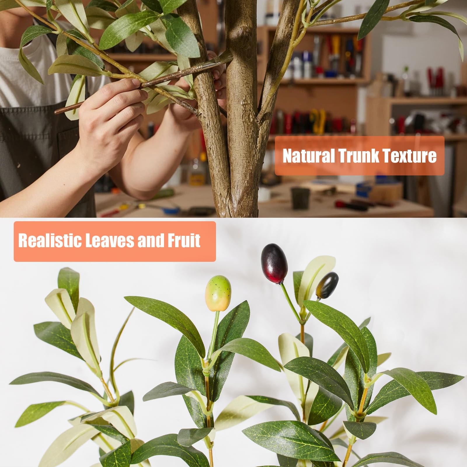 6ft Artificial Olive Trees Indoor, Faux Olive Tree 6 Feet Fake Plants with Re…