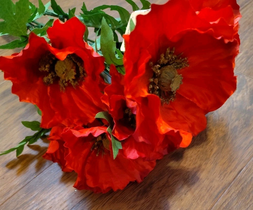 Lot of 4 Red Peony Bush By Ashland Artificial Faux Floral 20”