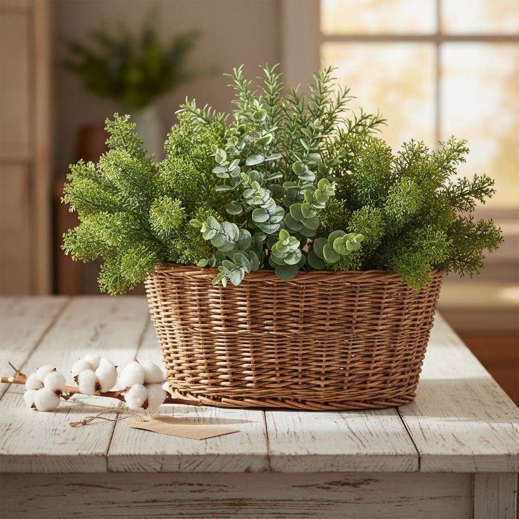 Set of 3 Faux Greenery Bushes Artificial Eucalyptus Rosemary Cedar Greenery Wedd