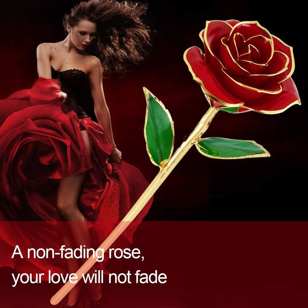 24K Gold Dipped Rose Gift Box Stand Card Forever Flower