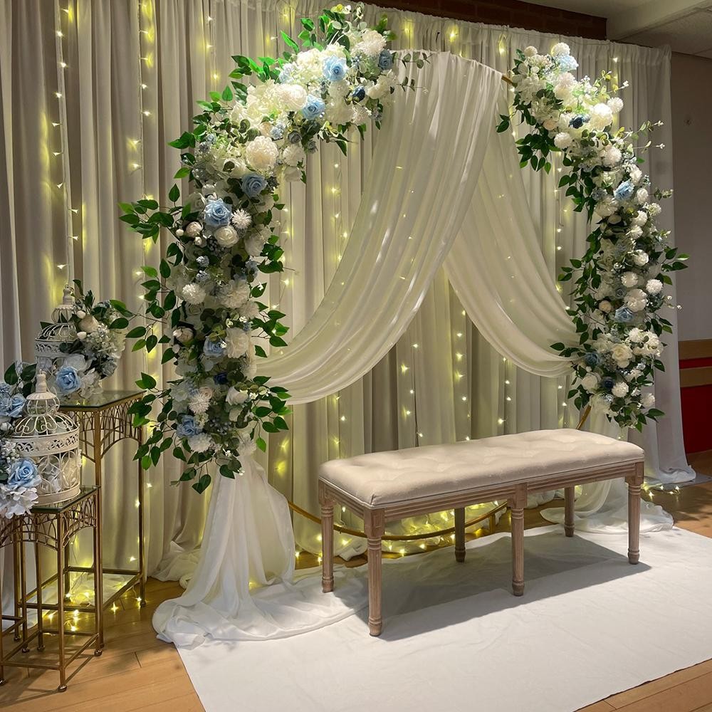 100cm Luxury White Rose Artificial Flower Row Wedding Table Centerpiece Backdrop