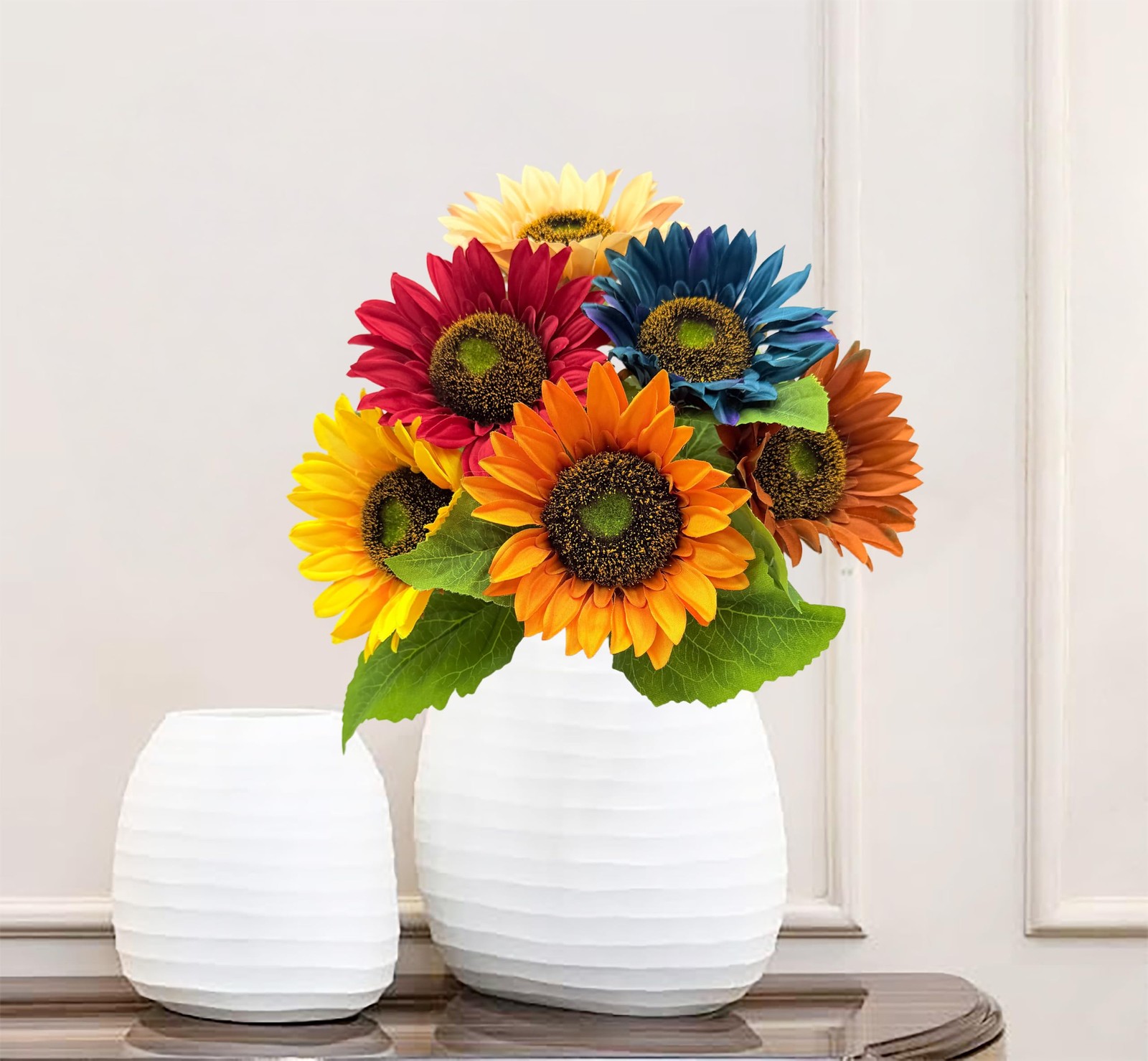 Artificial Sunflowers Fake Sunflowers Bouquet Vintage Fake Silk Sunflowers La…