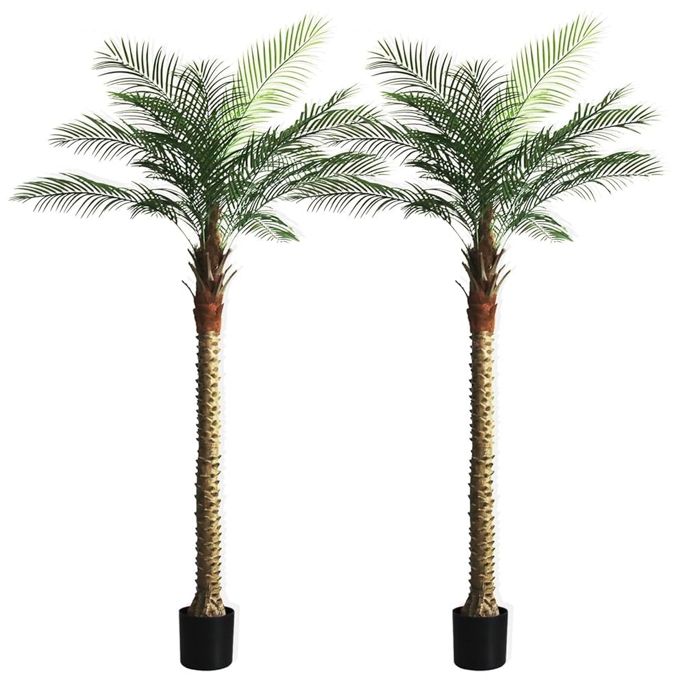 240CM Artificial Coconut Palm Tree 2Pcs Lifelike Fake Palm Plant For Home Garden
