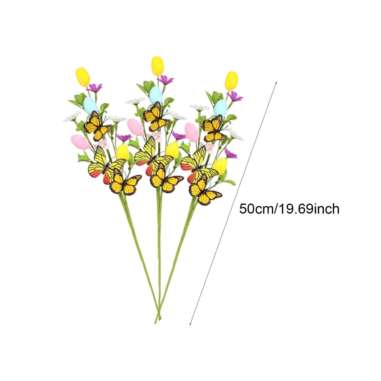 3 Pieces Artificial Egg Flower Picks with Eggs and Butterflies Table