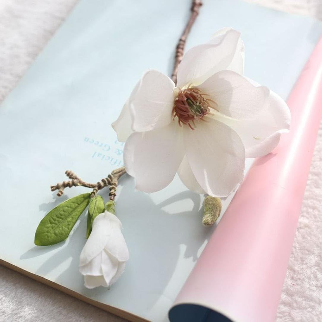 White Artificial Magnolia Fake Silk Flower Single Floral Home Decor Living Ro…