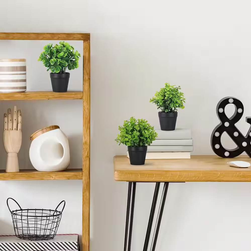 3-Pack 8.5 In. Green Artificial Plant Small Fake Plants for Table Desk Home Bath