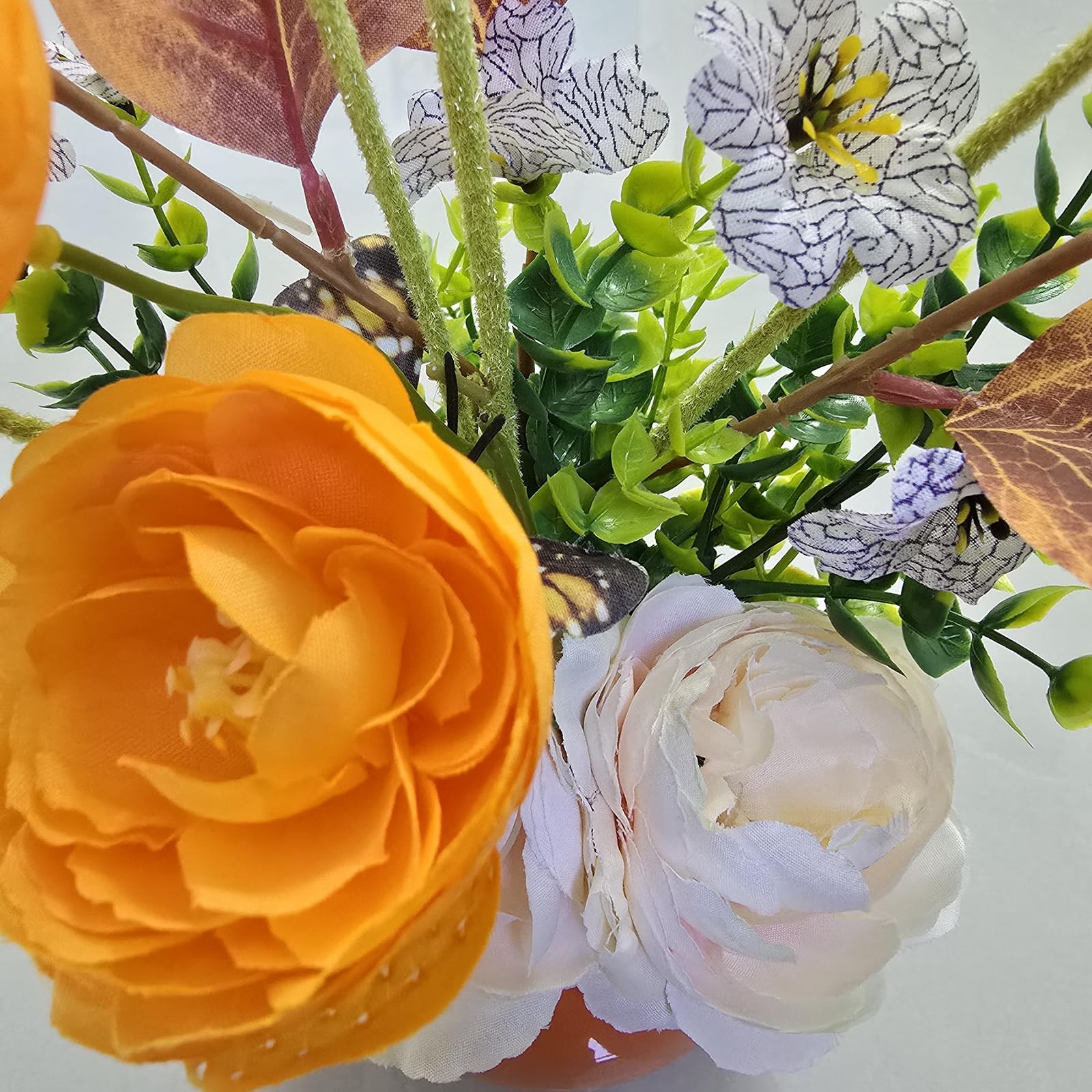 Artificial Flowers with Ceramic Vase, Fake Flowers for Home and Office Decor,…