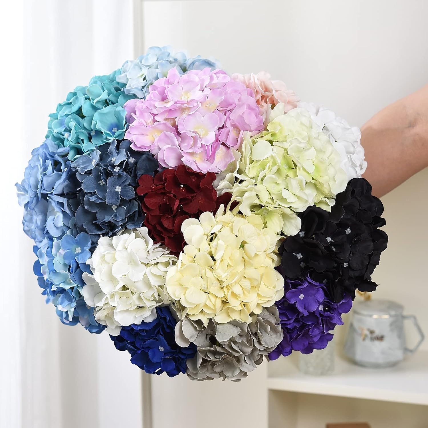Off White Silk Hydrangea Heads – 10 Pcs Wedding Party Decor