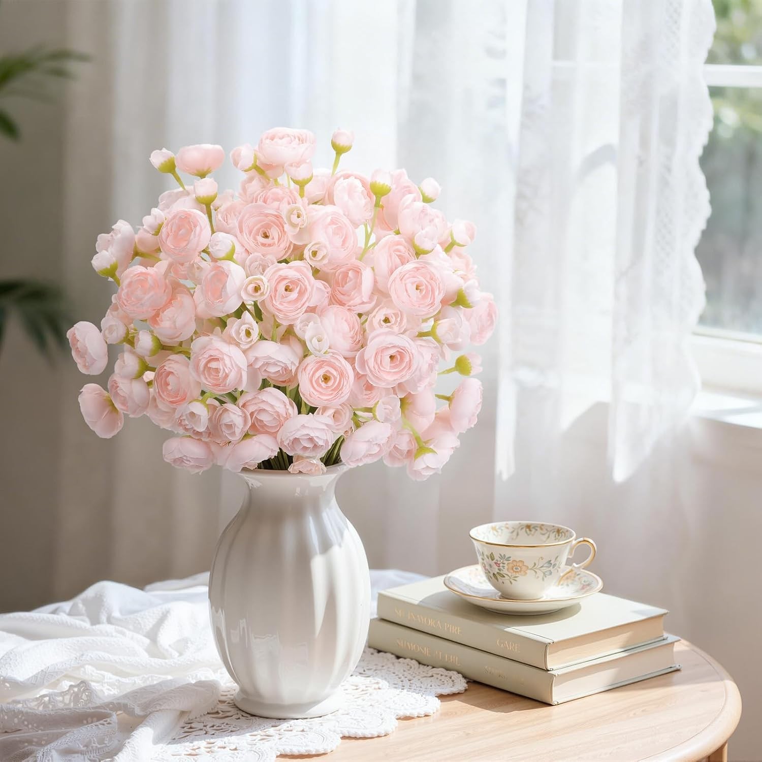 30 Pcs Mini Ranunculus Flowers, Silk Faux Bulk Wedding Filler DIY Decor