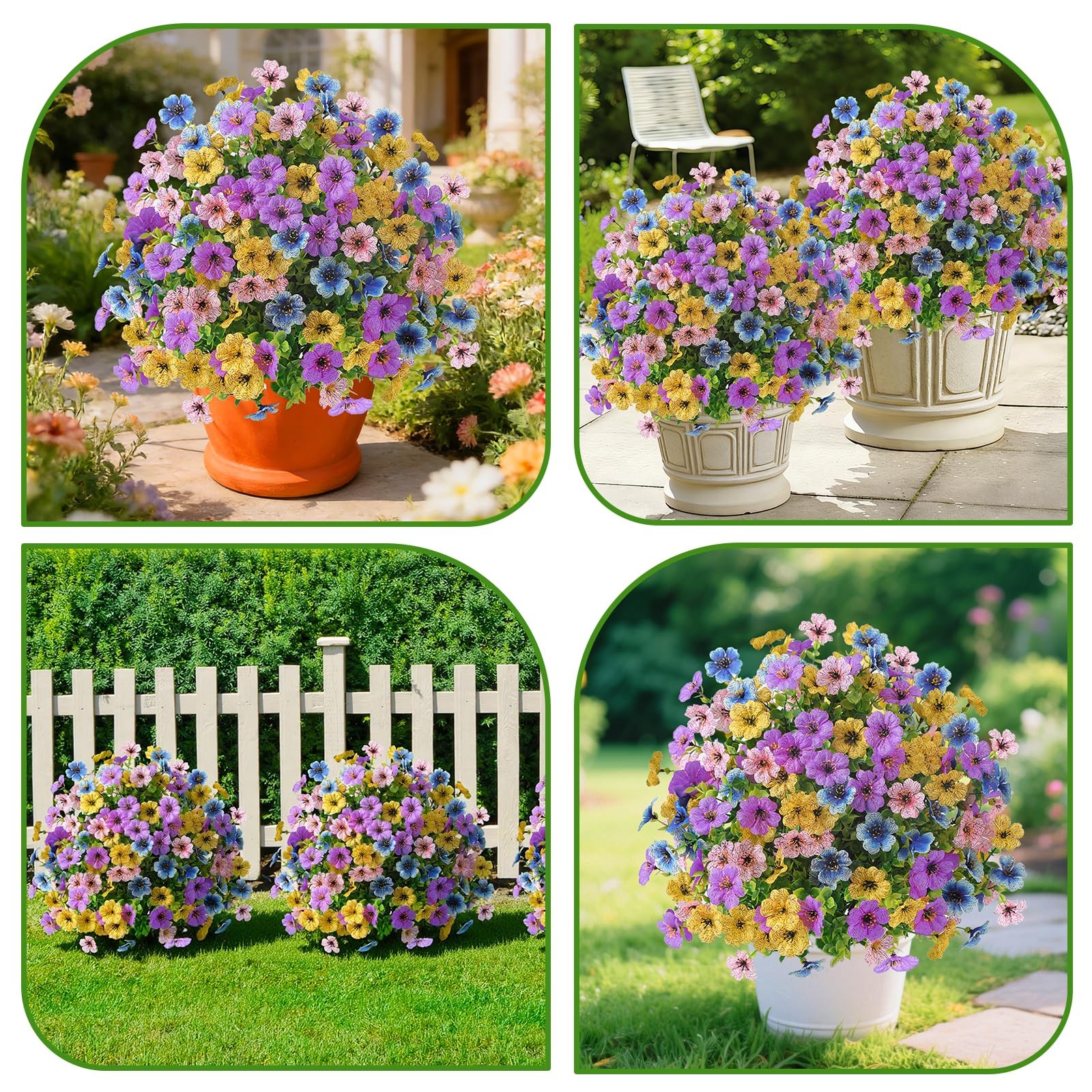 2Pcs 20″ Artificial Topiary Ball Flowers for Outdoors Decoration