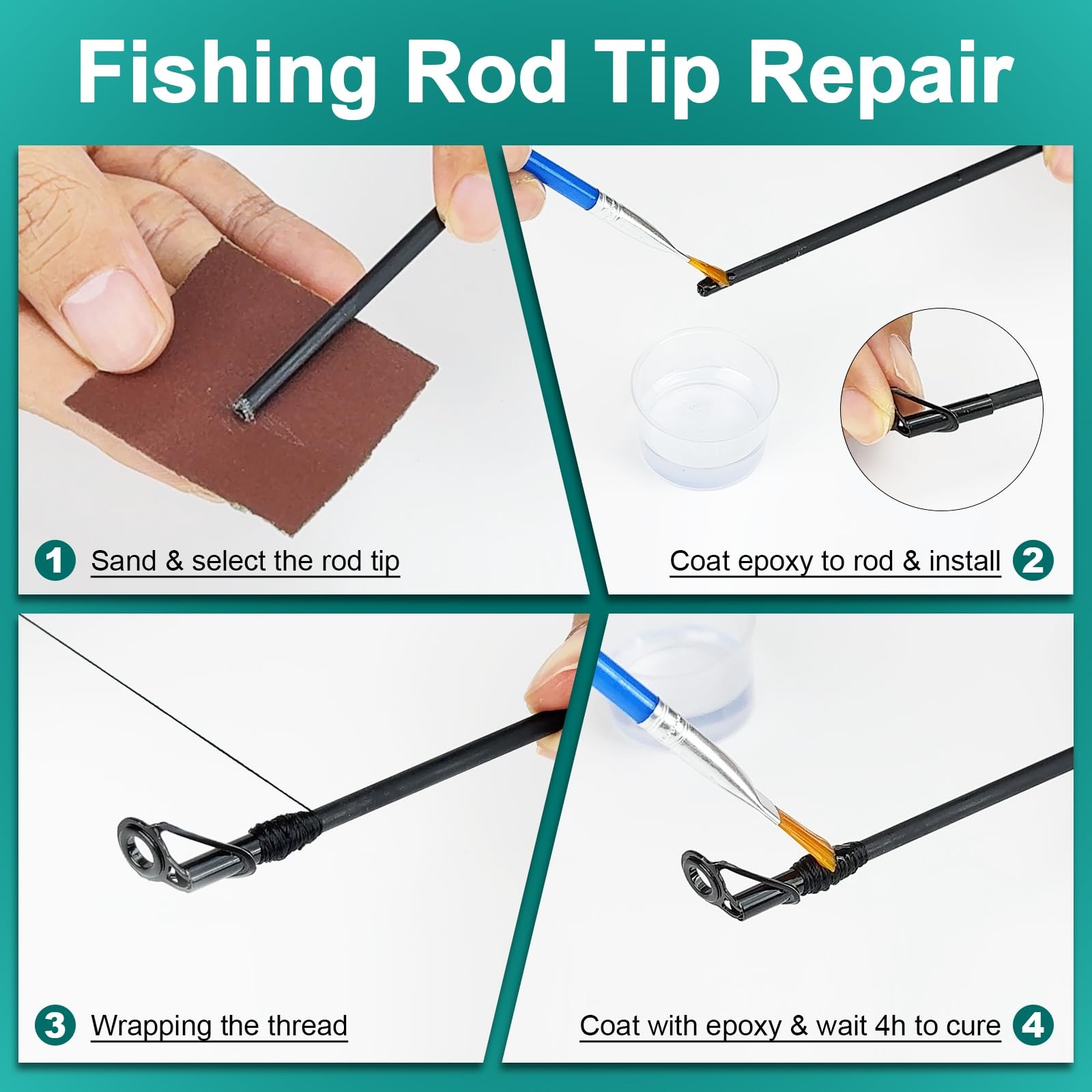 Fishing Rod Repair Kit – 3-in-1 Pole Complete black grey