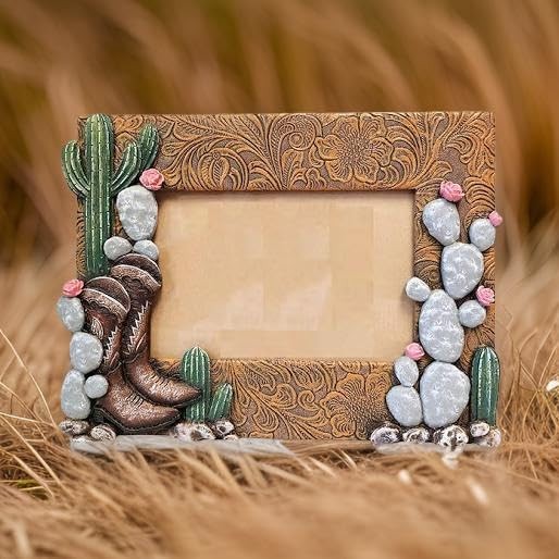 4×6 Western Boots and Cactus Picture Frame – Western Home Decor Items –