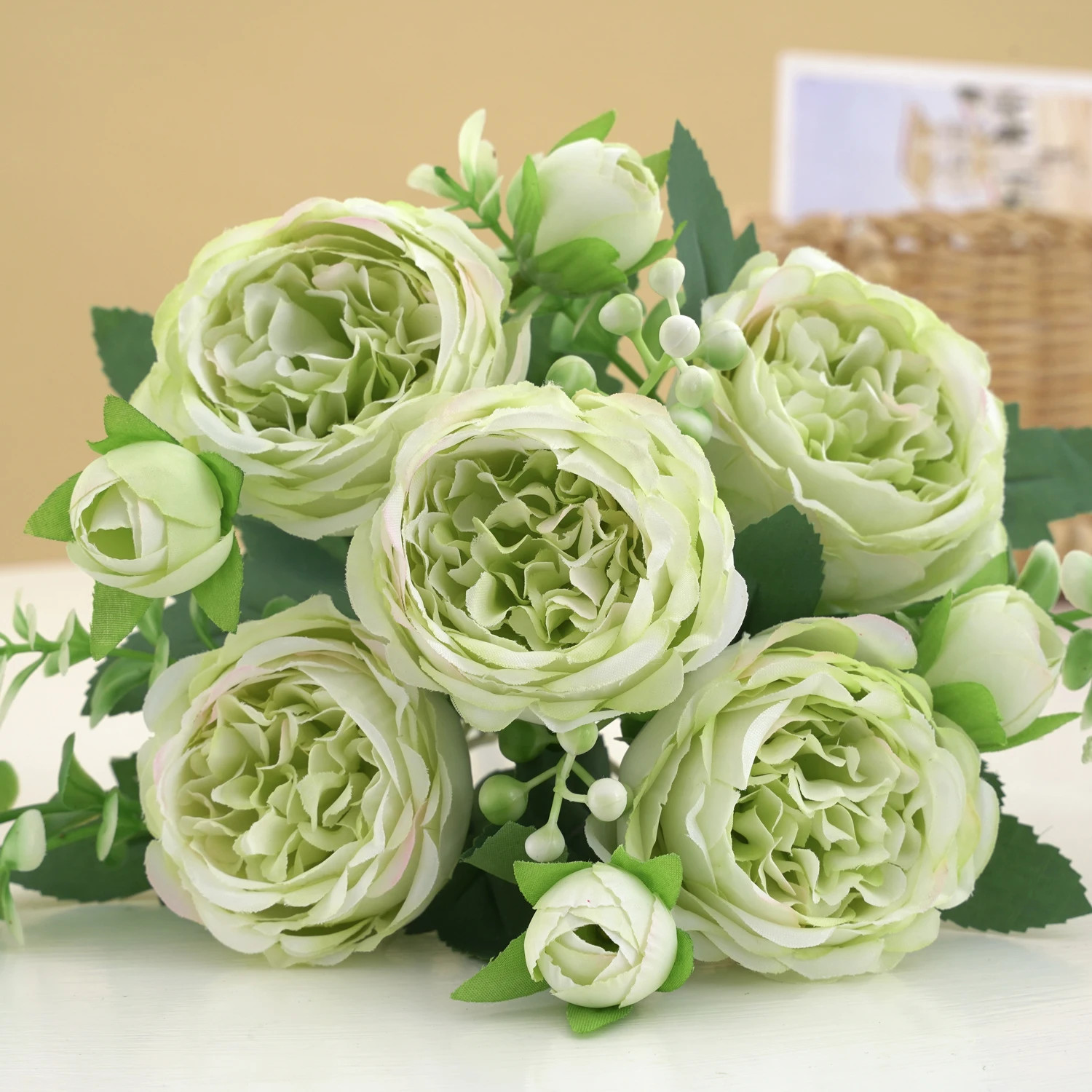 Artificial Silk Peony Flowers Fake Flower Faux Bouquet For Weddings Display HOT