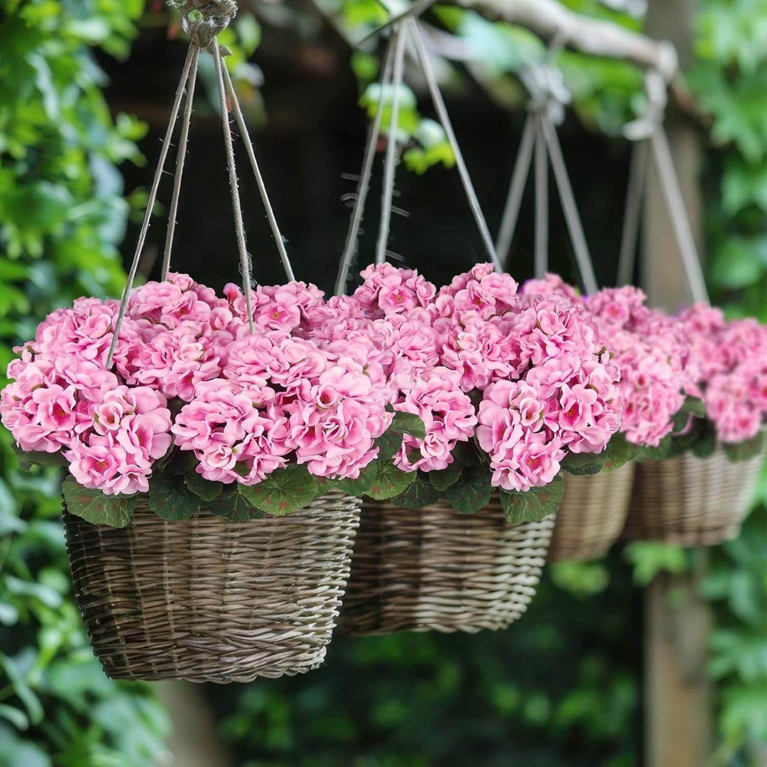 4 Pcs Artificial Geranium Flowers for Outdoors Silk Geraniums Flowers Outdoor Pu