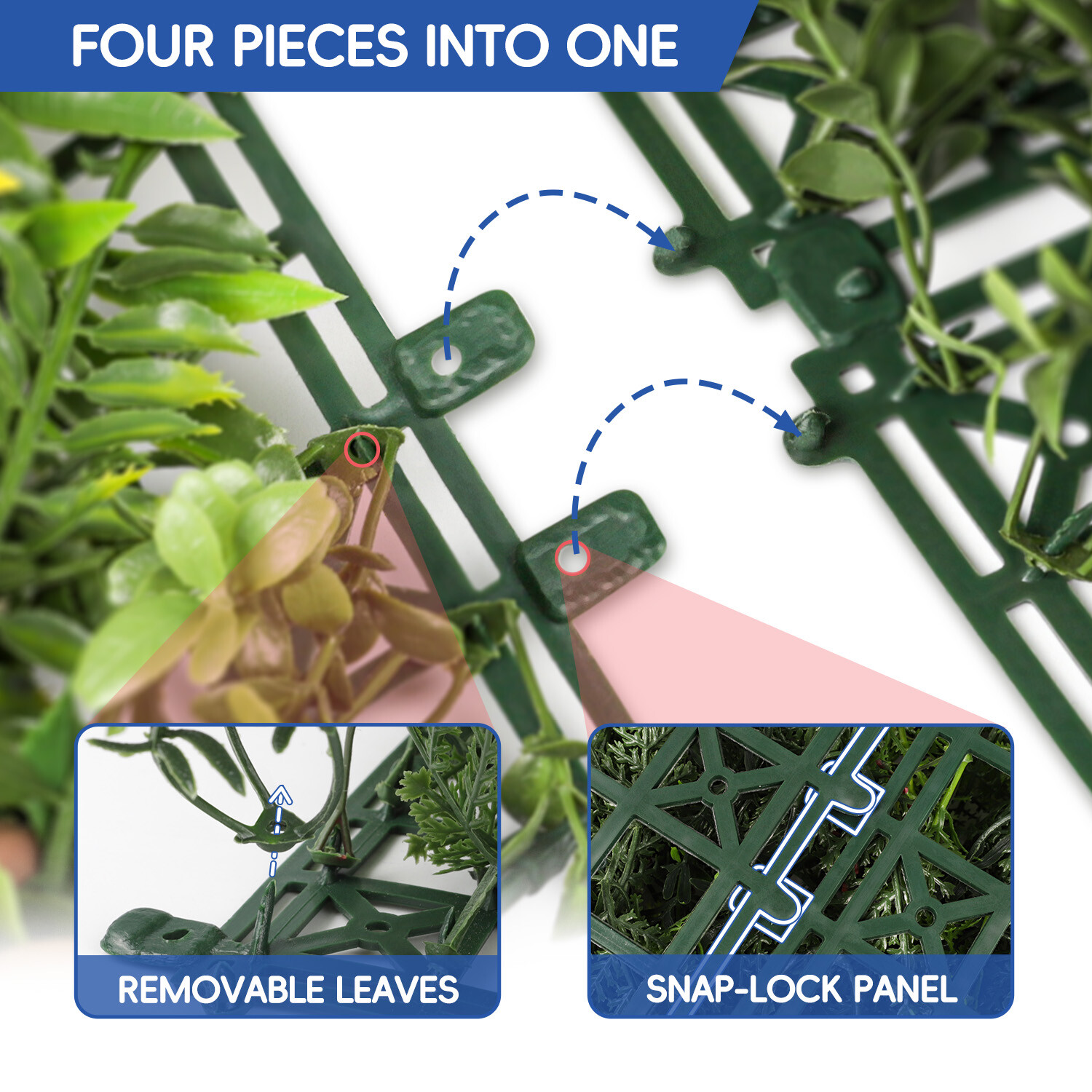 40″ x 40″ Artificial Plant Mat Mixed ABC Fence Panel Wall Hedge Decor 3-Pack #1
